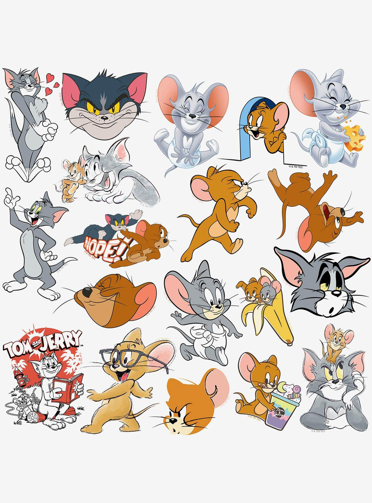 Pack de 100 stickers variados de Tom y Jerry
