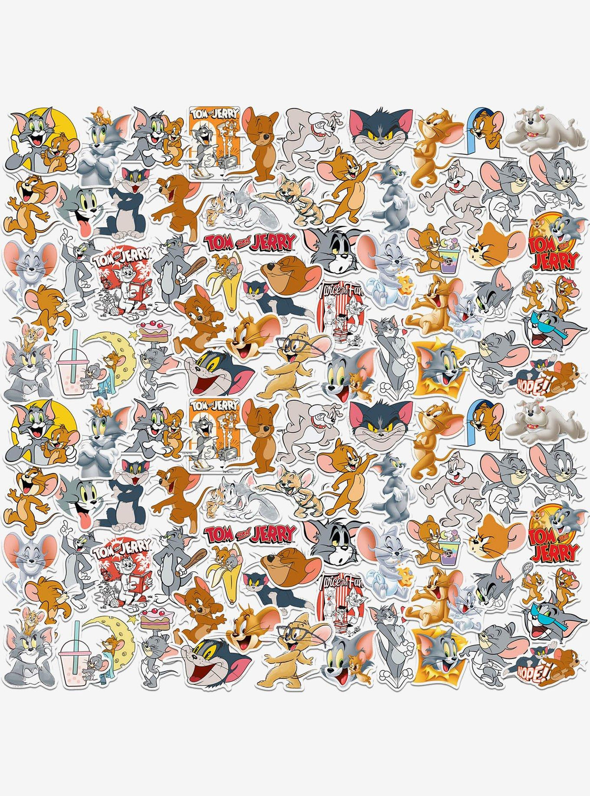 Pack de 100 stickers variados de Tom y Jerry