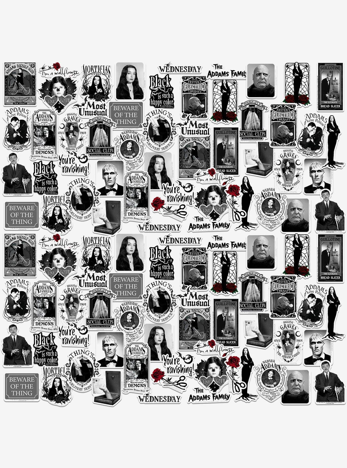 Pack de 100 stickers de The Addams Family