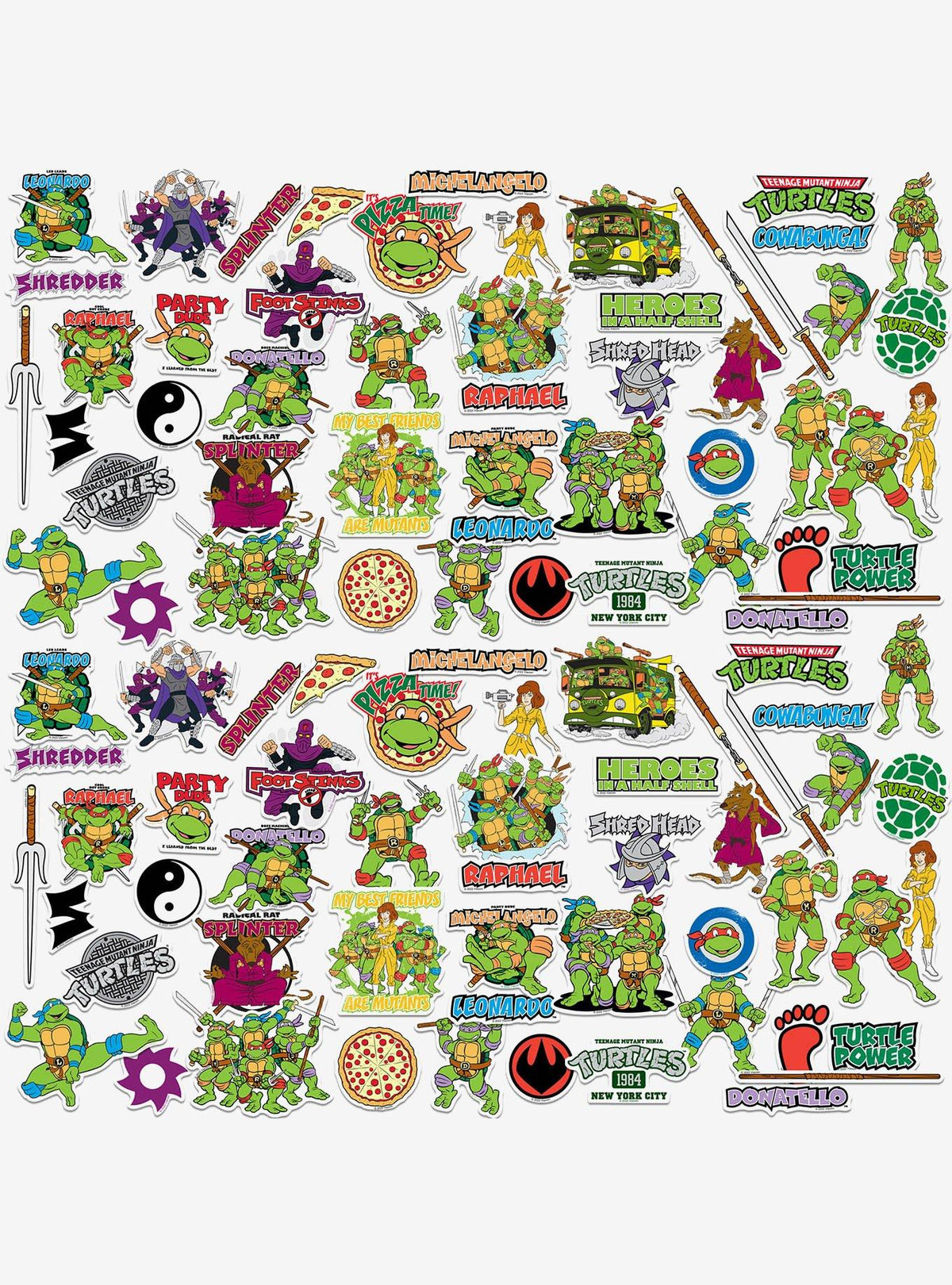Pack de 100 stickers de Teenage Mutant Ninja Turtles
