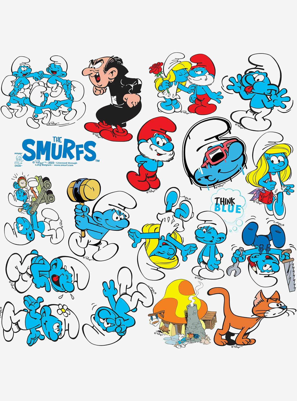 Pack de 100 stickers de Los Pitufos