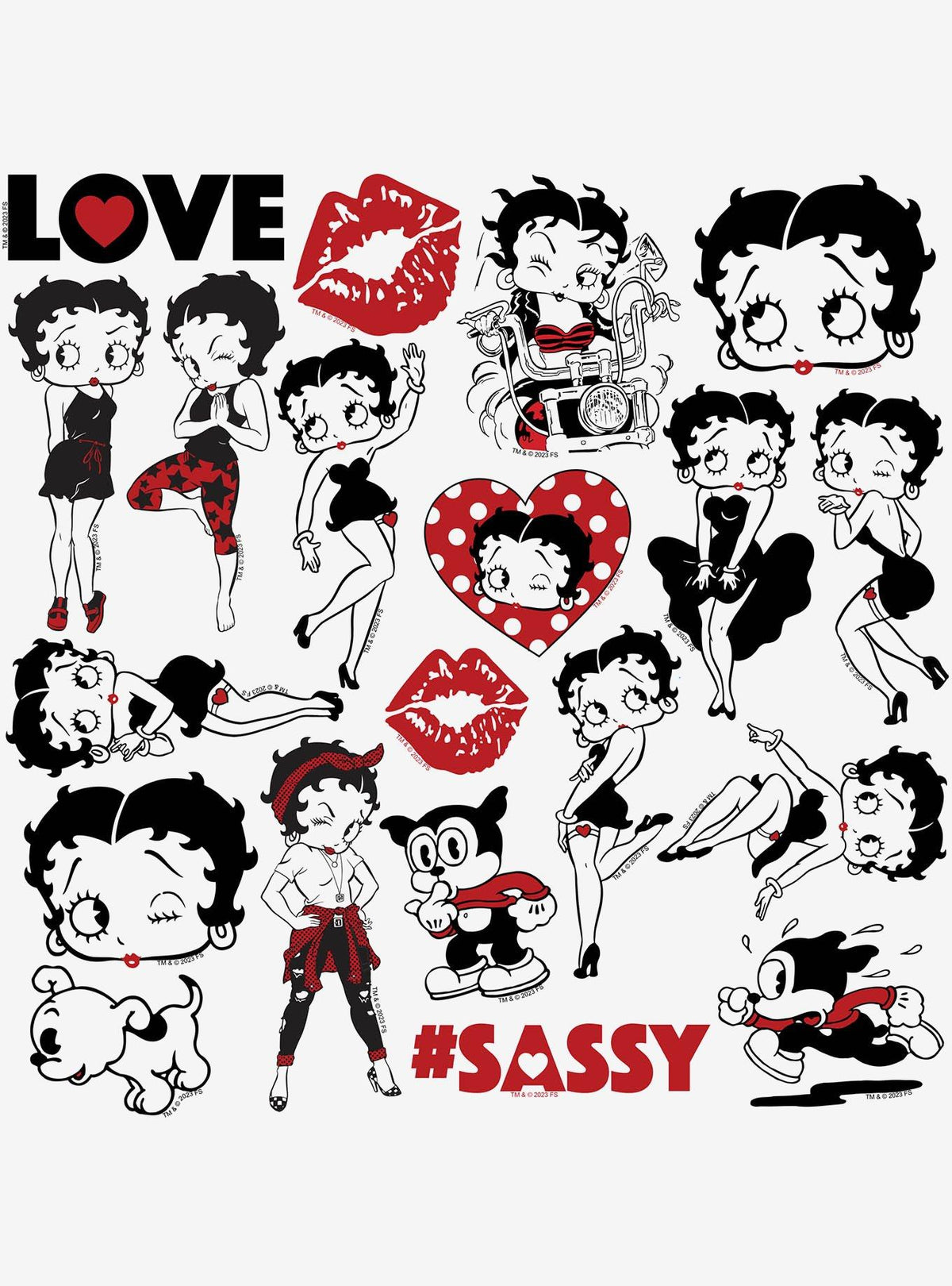Pack de 100 stickers Betty Boop en colores limitados