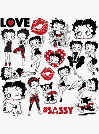 Pack de 100 stickers Betty Boop en colores limitados
