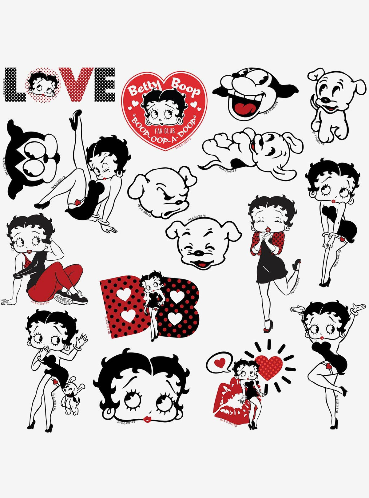 Pack de 100 stickers Betty Boop en colores limitados