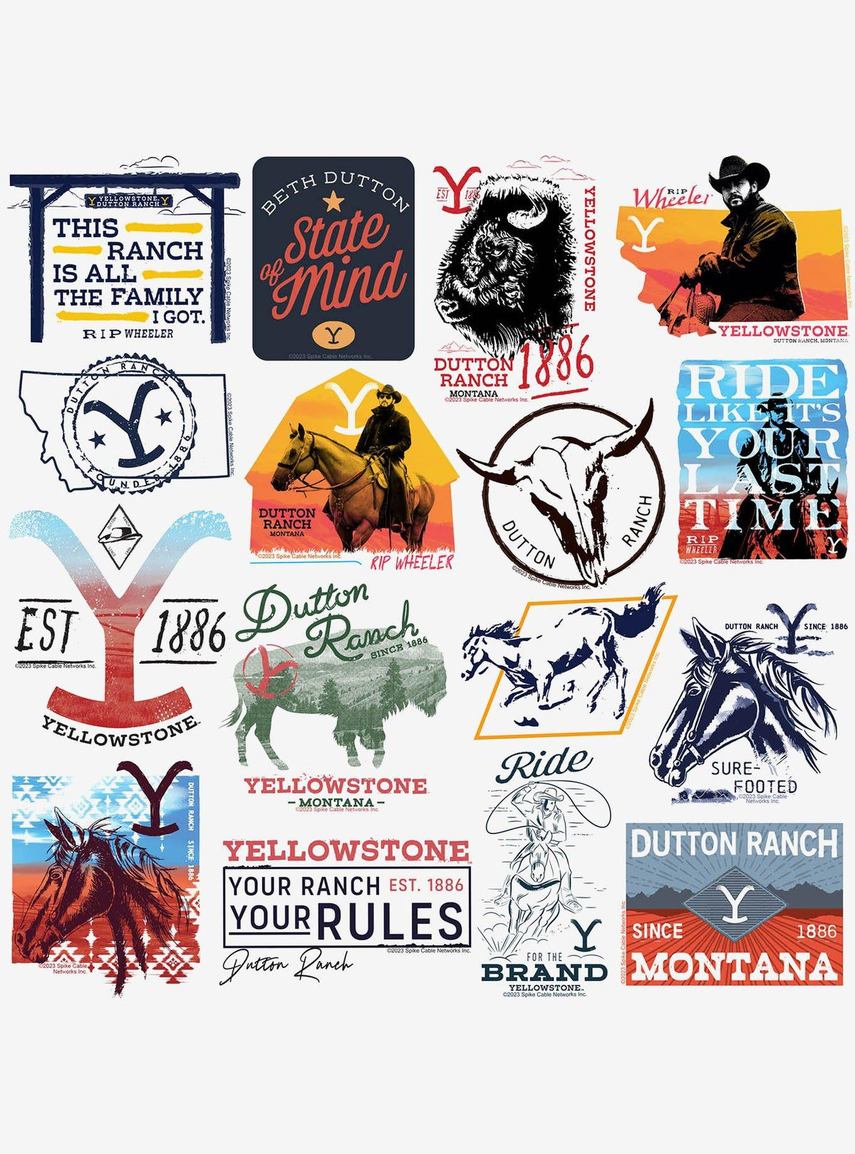 Pack de 100 stickers Yellowstone, variedad 2