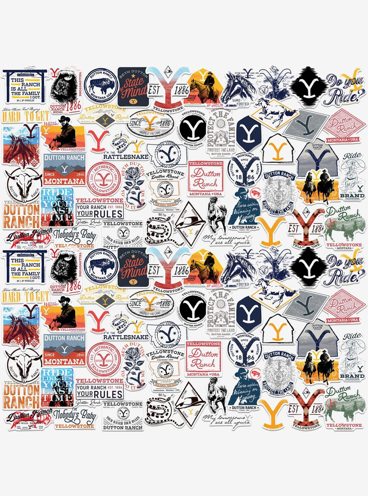 Pack de 100 stickers Yellowstone, variedad 2
