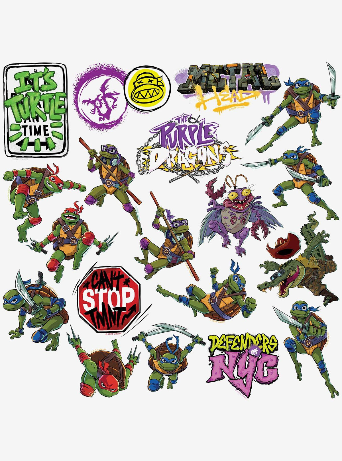 Pack de 100 stickers de las Tortugas Ninja