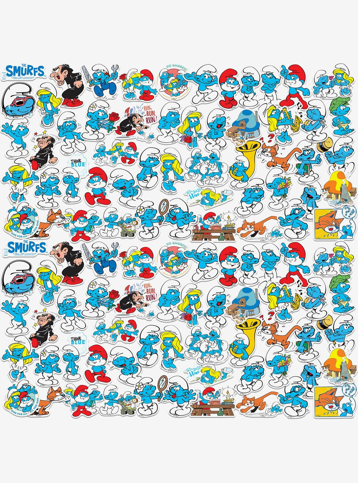 Pack de 100 stickers de Los Pitufos
