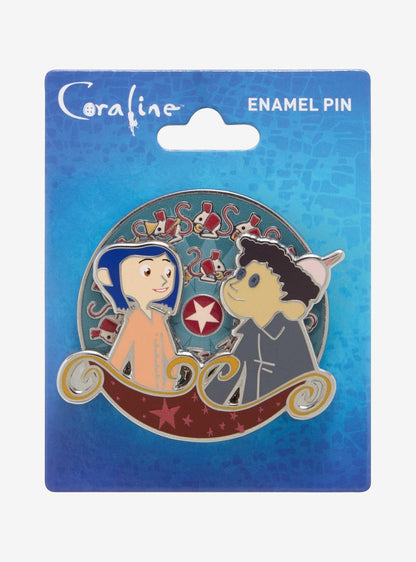 Pin esmaltado giratorio Coraline y Wybie en el circo