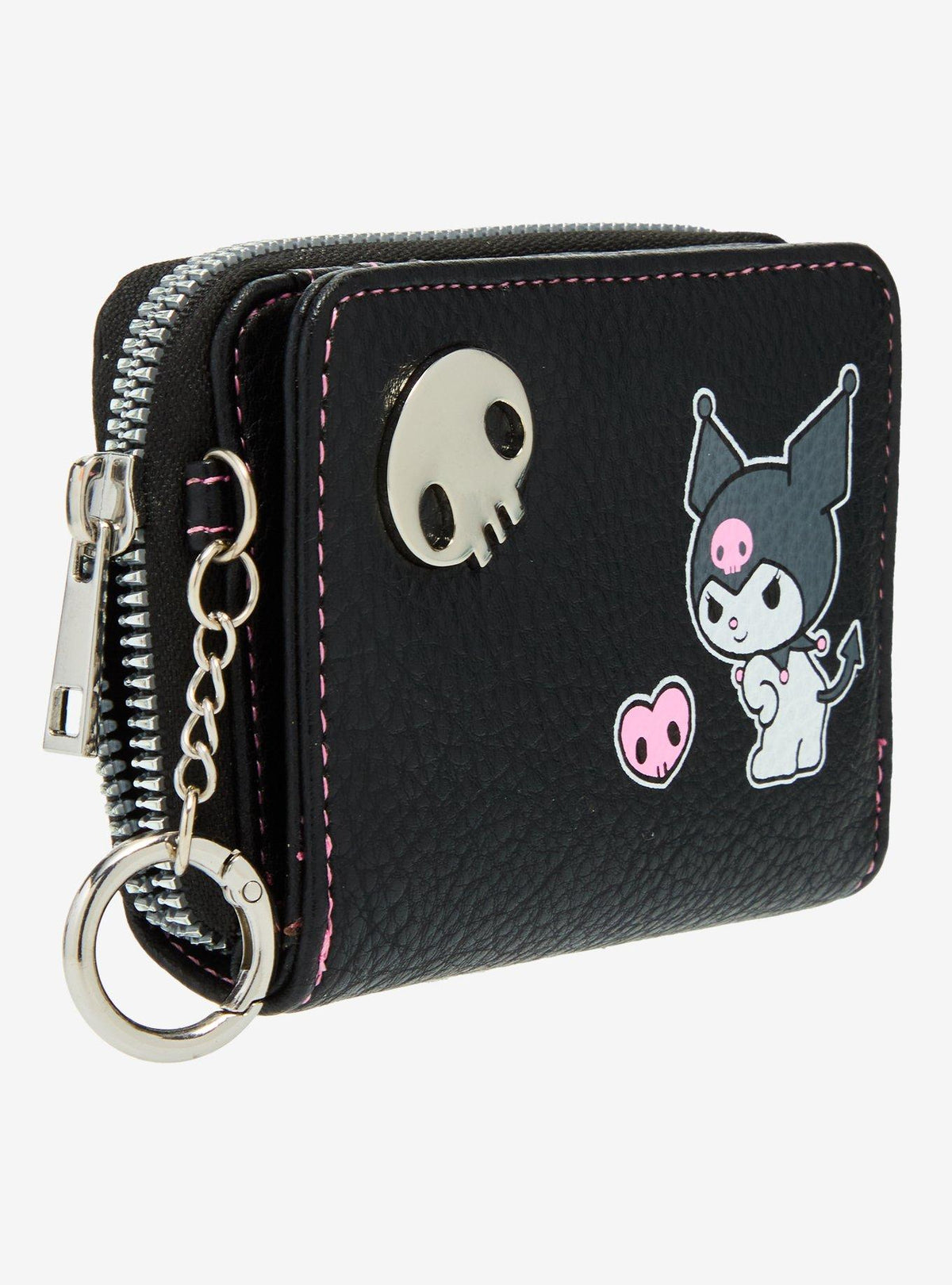 Billetera mini con cierre de Kuromi y calavera