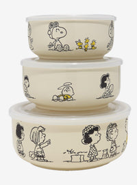Set de 3 tazones Peanuts con tapas