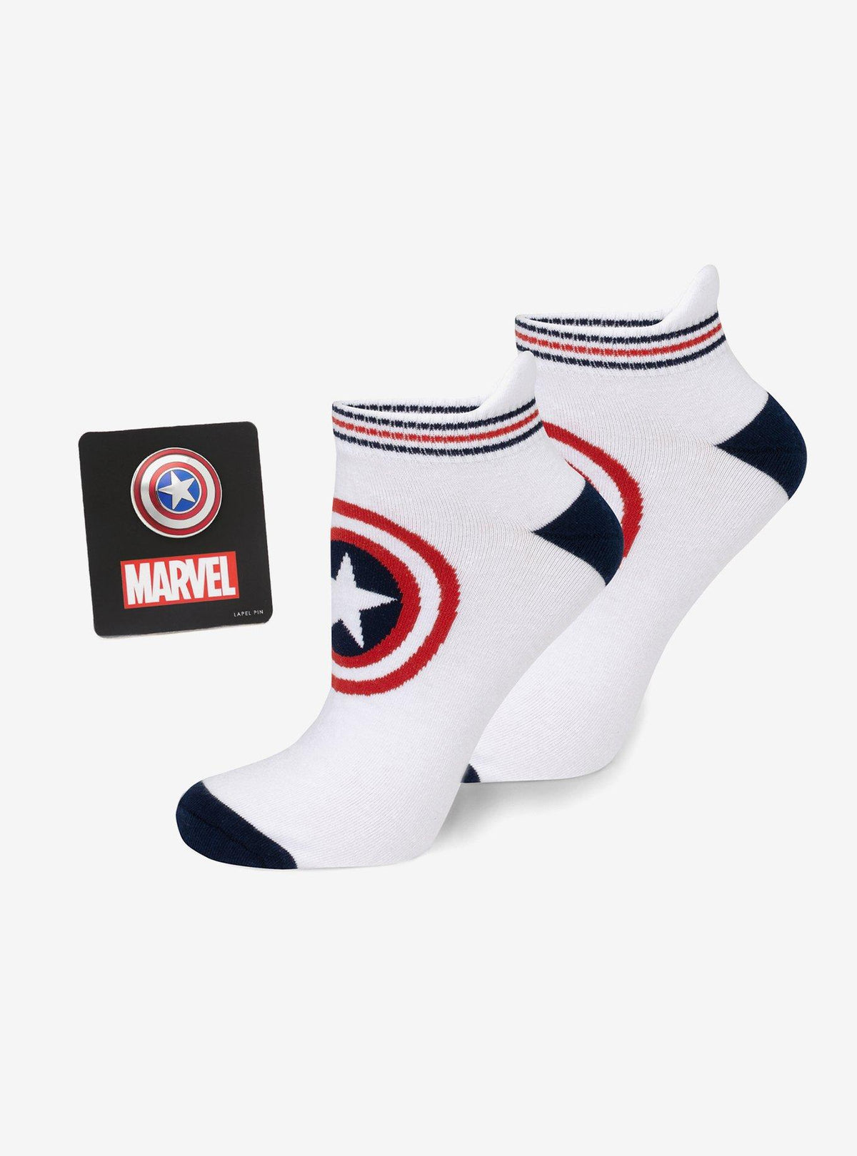 Set de calcetines tobilleros y pin de Captain America