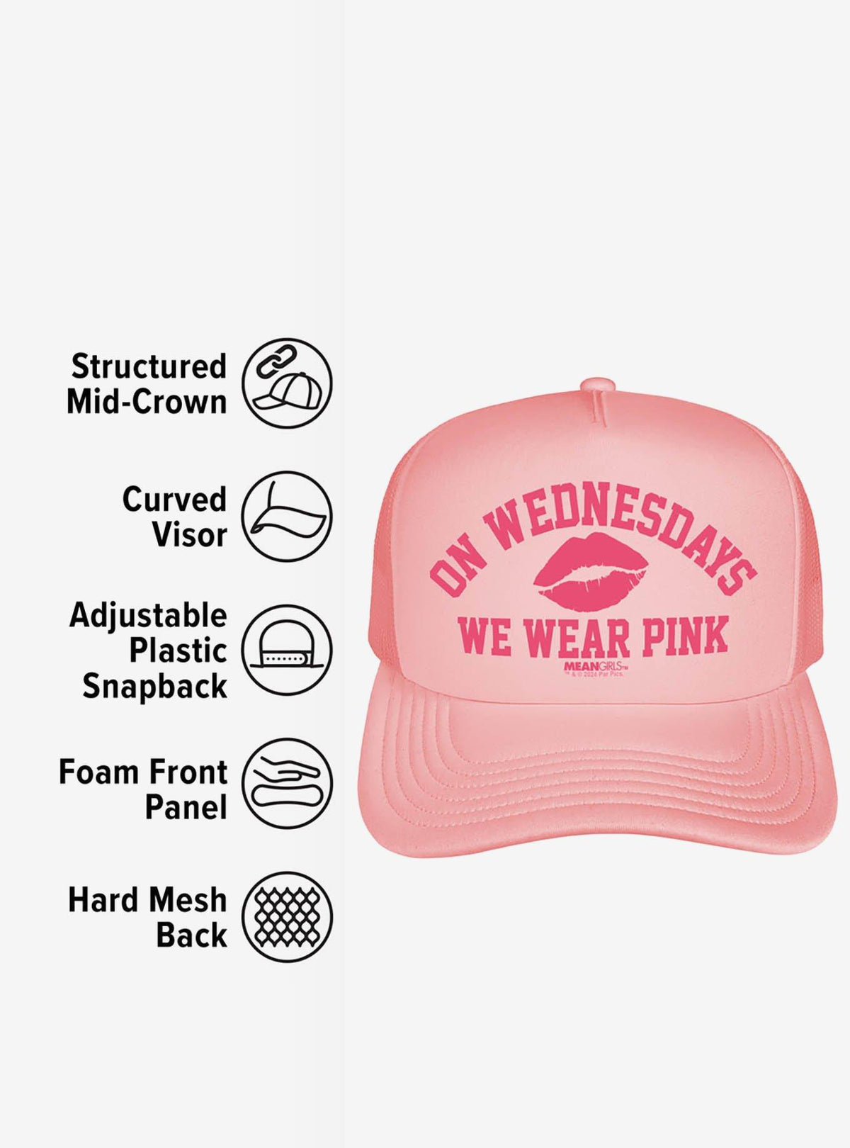 Jockey trucker de espuma Mean Girls: Wednesdays We Wear Pink