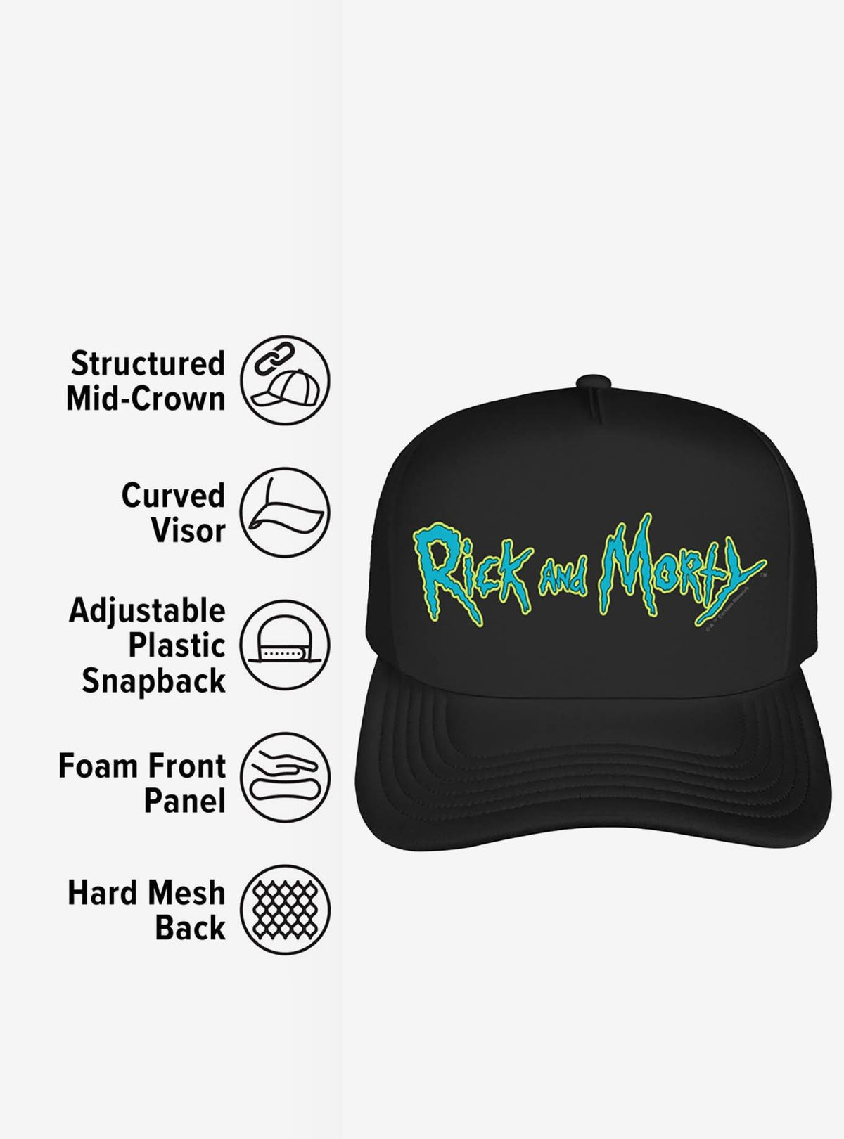 Jockey trucker de espuma con logo de Rick and Morty