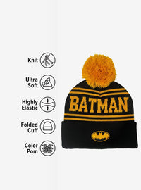 Gorro tejido acrílico de Batman con pompón