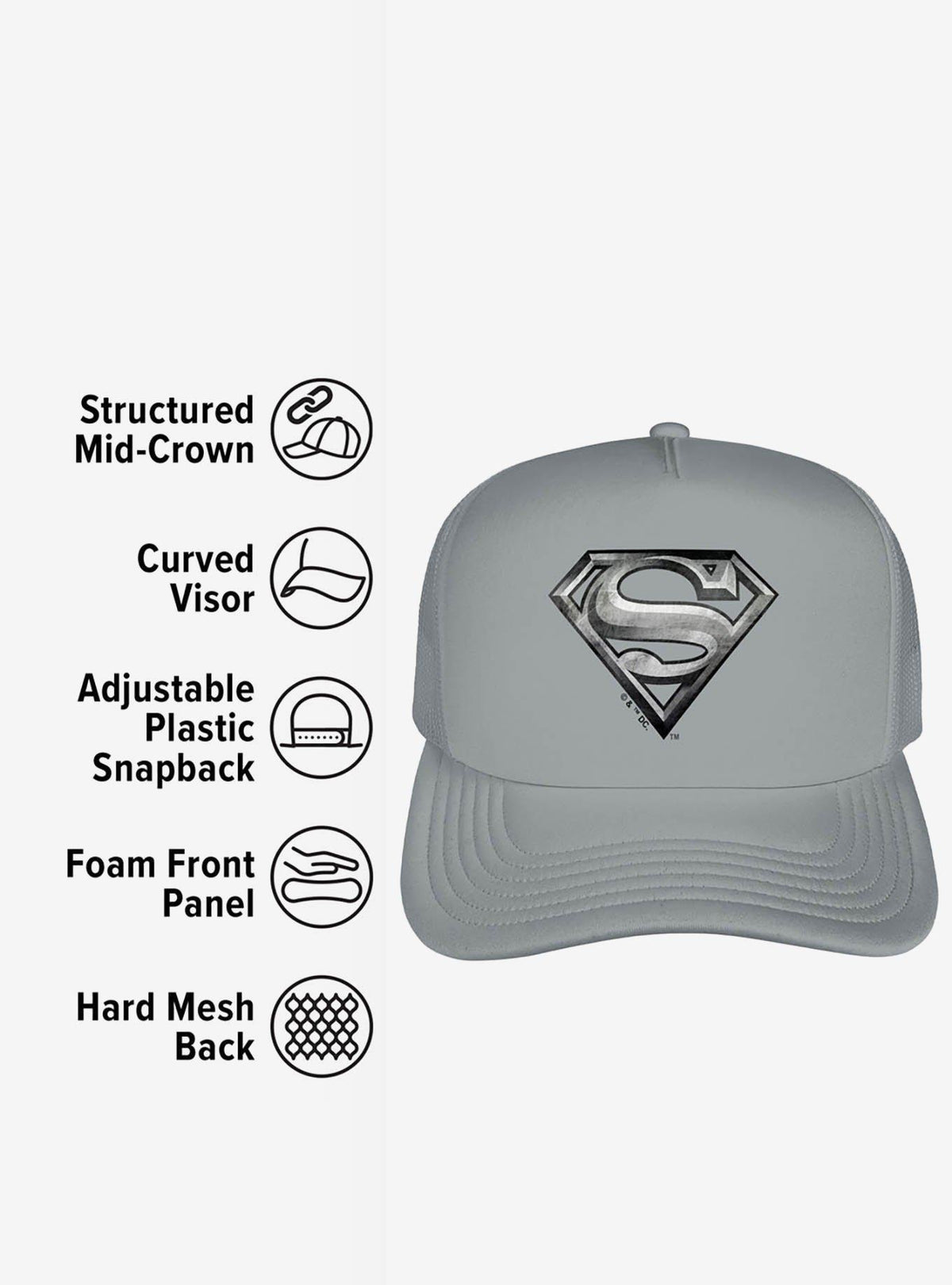 Jockey trucker de espuma Superman: logo estilo acero
