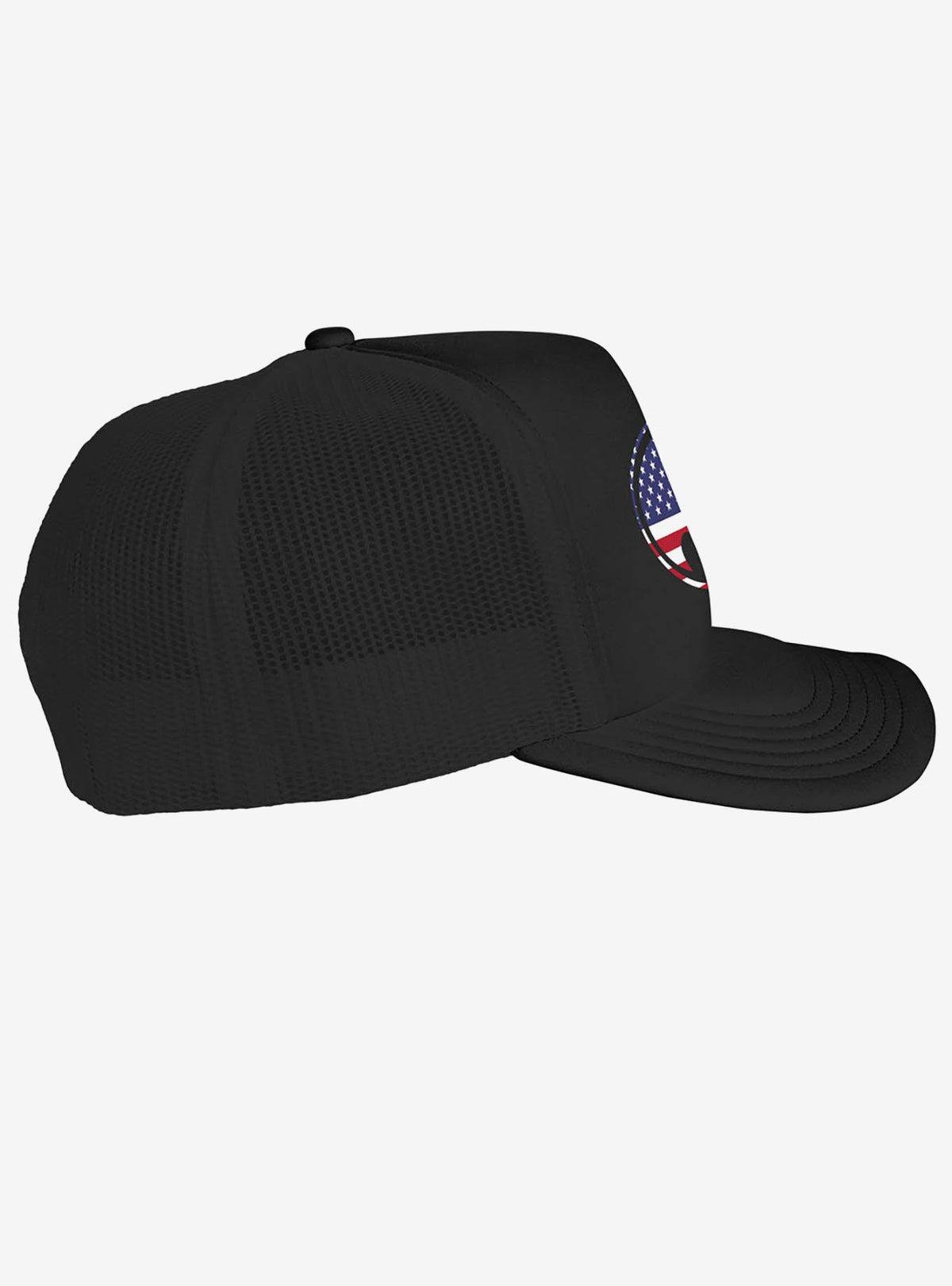Jockey trucker Batman con escudo y bandera de EE. UU.