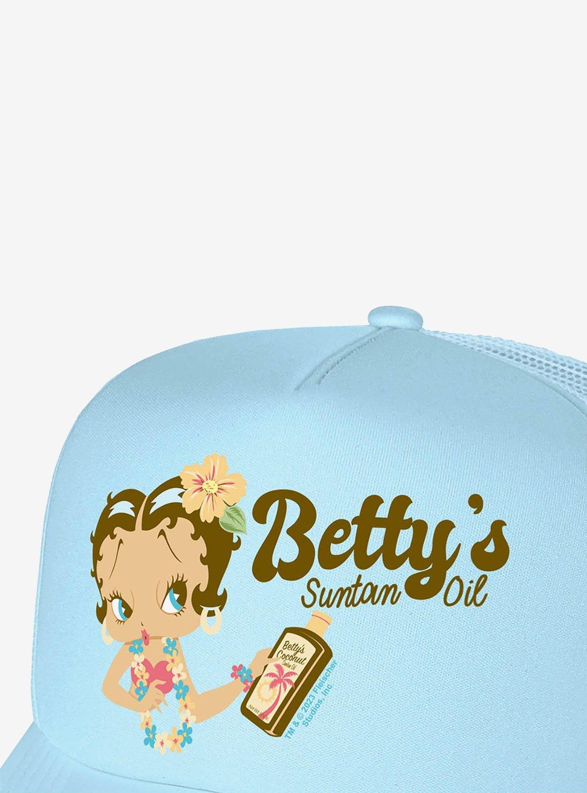 Jockey trucker Betty Boop con diseño de aceite bronceador
