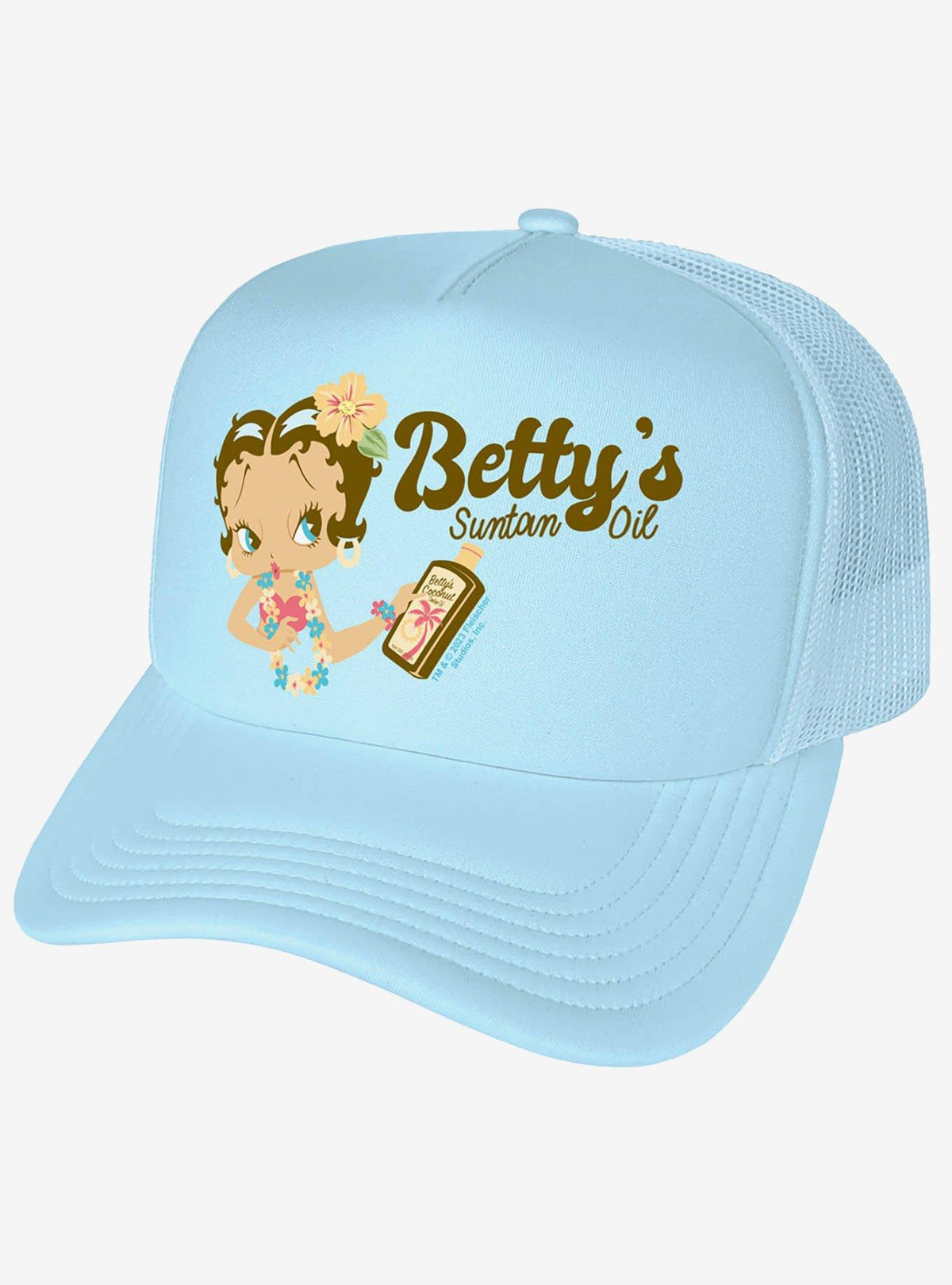 Jockey trucker Betty Boop con diseño de aceite bronceador
