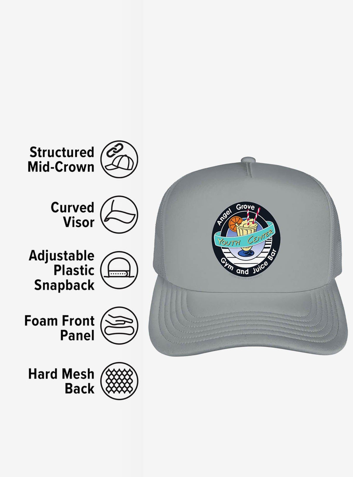 Gorro trucker de espuma Power Rangers Angel Grove Juice Bar