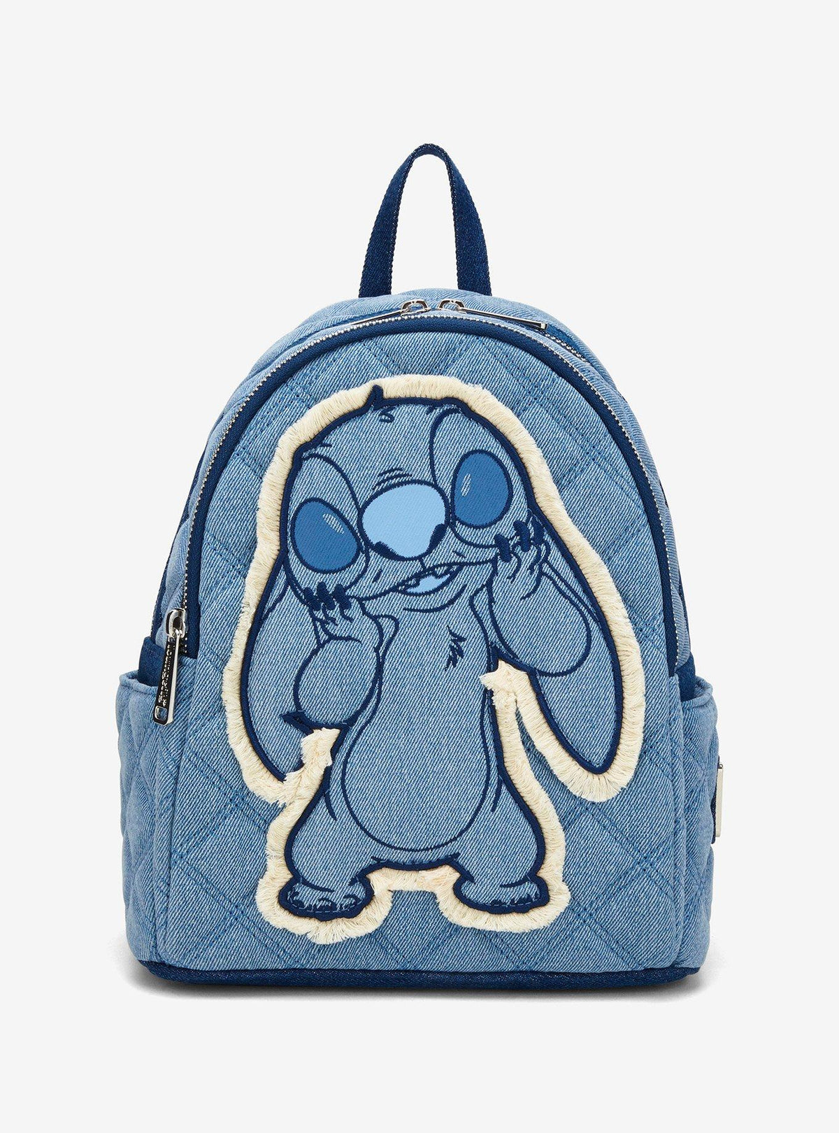 Mini mochila patchwork estilo denim de Stitch