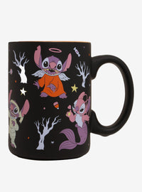 Taza de Halloween de Stitch, Angel y Scrump