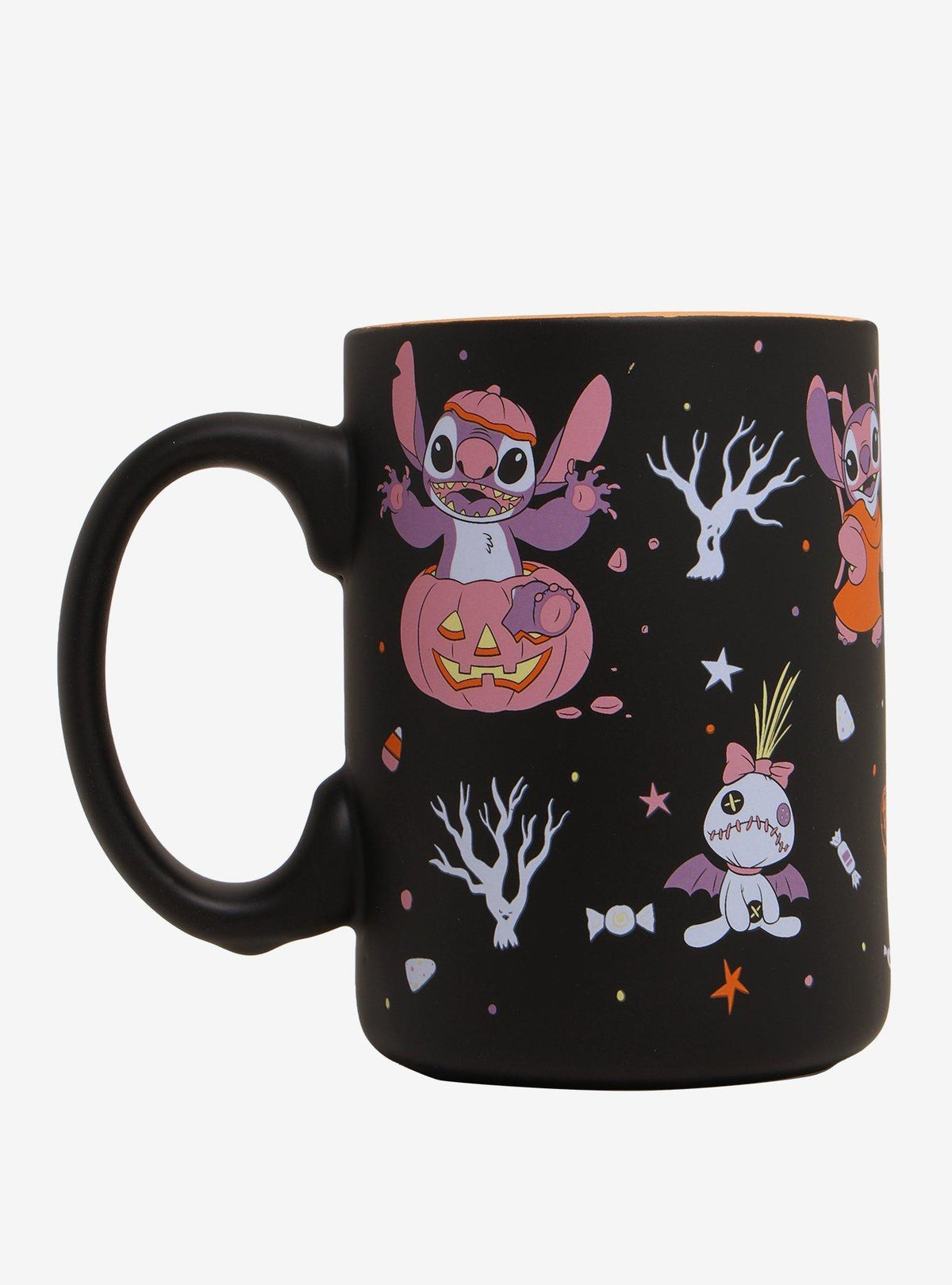 Taza de Halloween de Stitch, Angel y Scrump