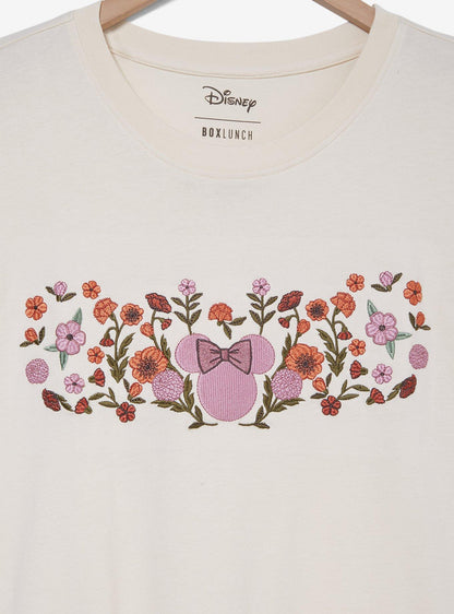 Polera de mujer bordada con flores de Minnie Mouse