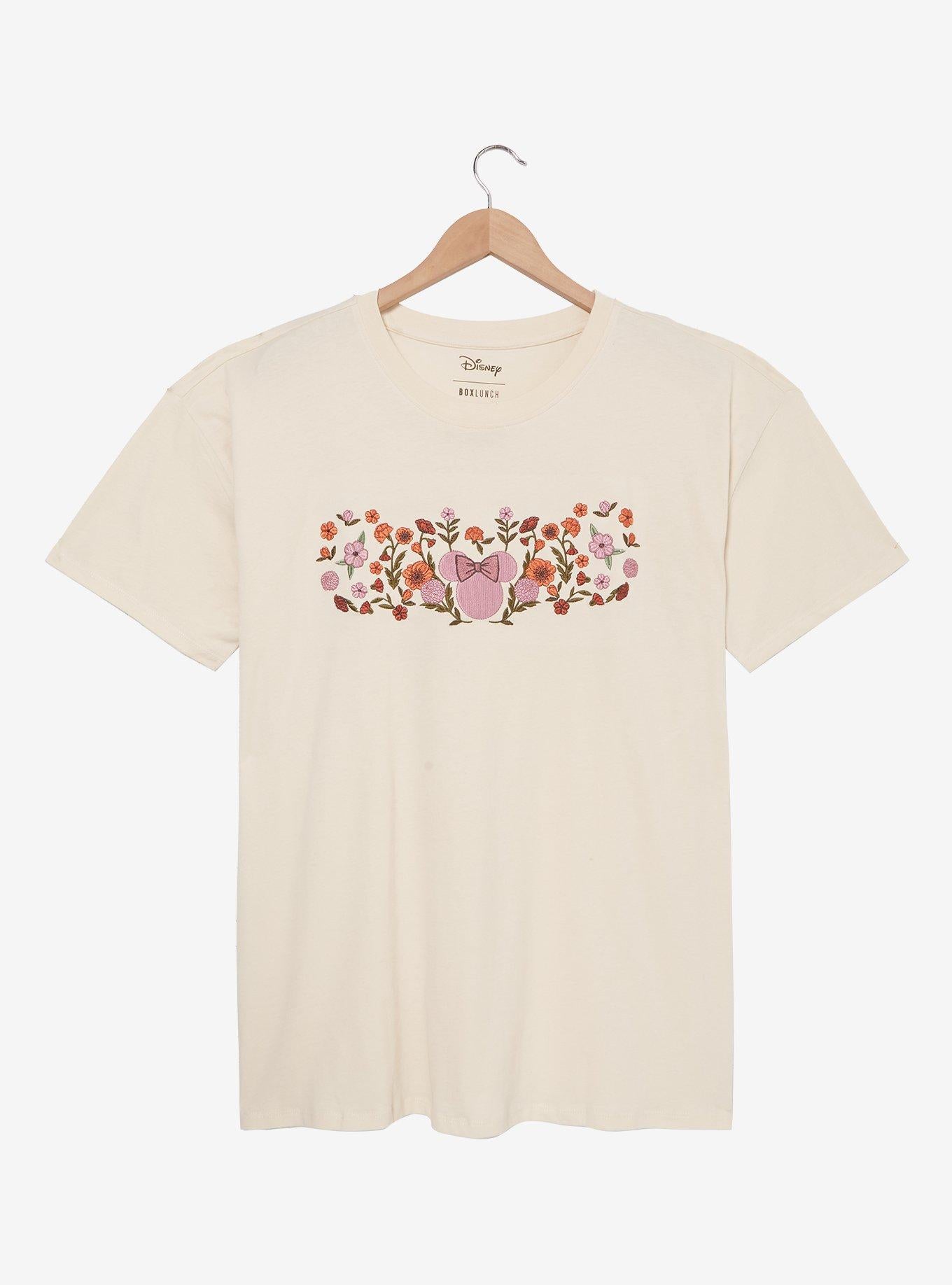 Polera de mujer bordada con flores de Minnie Mouse