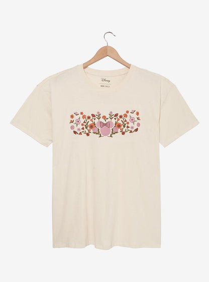 Polera de mujer bordada con flores de Minnie Mouse