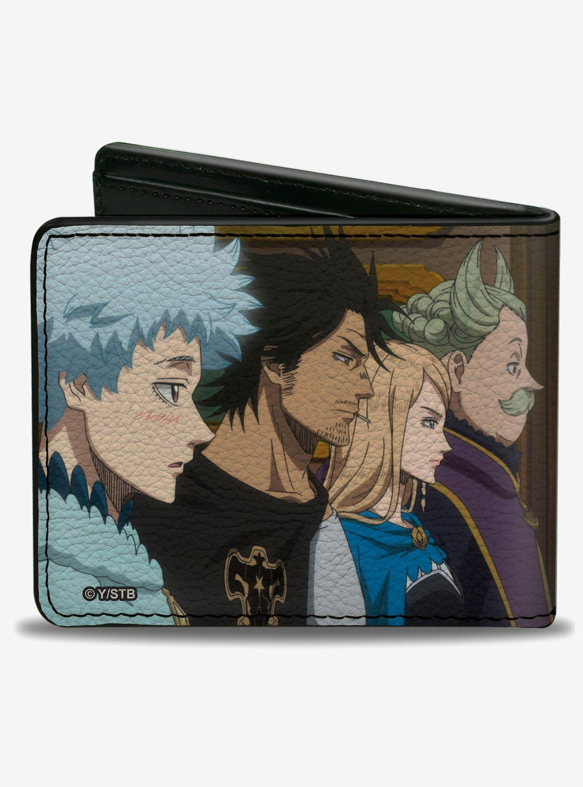 Billetera Black Clover: escena de los cuatro capitanes