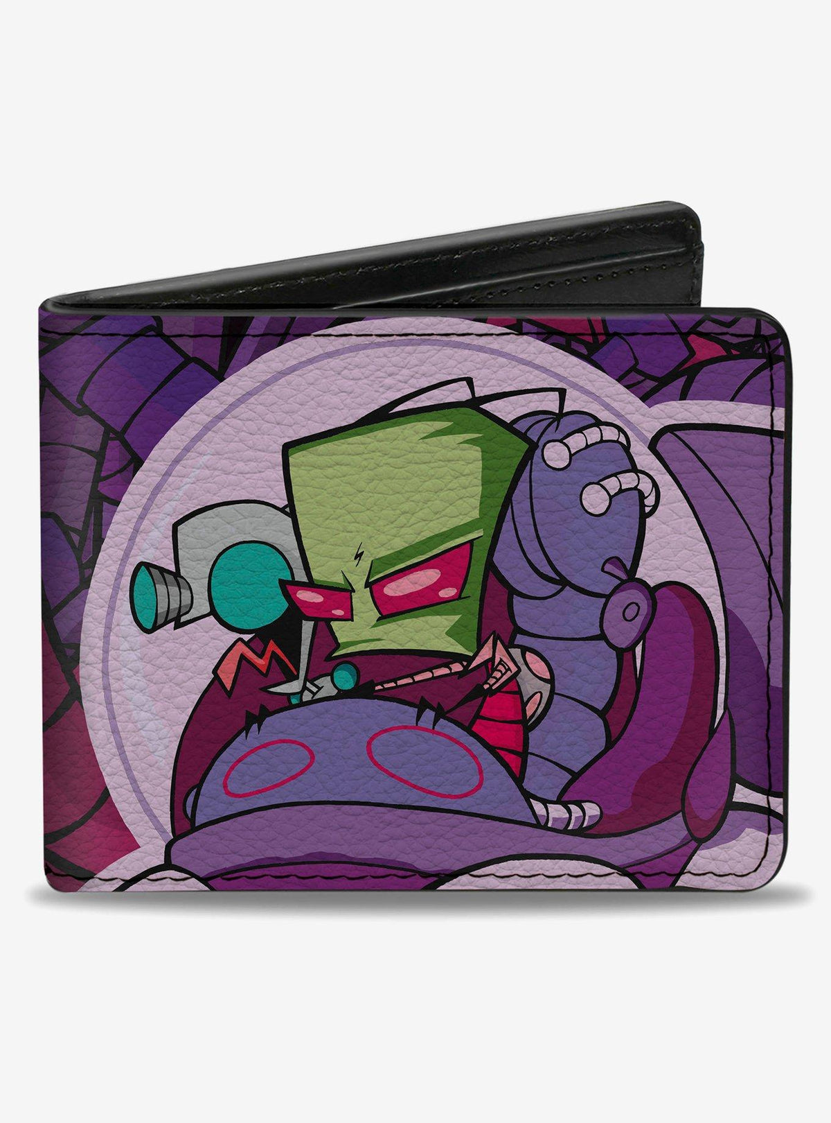 Billetera bifold morada de Invader Zim y GIR