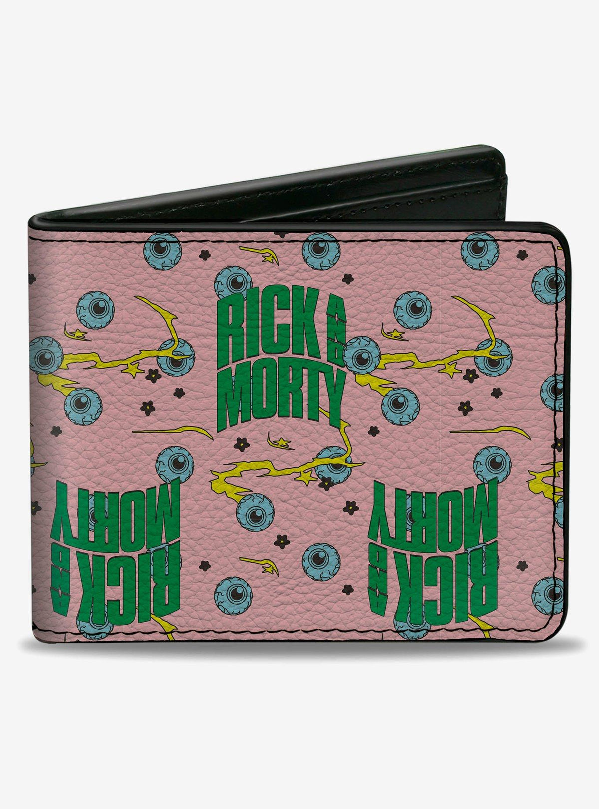 Billetera plegable Rick and Morty con texto y ojos