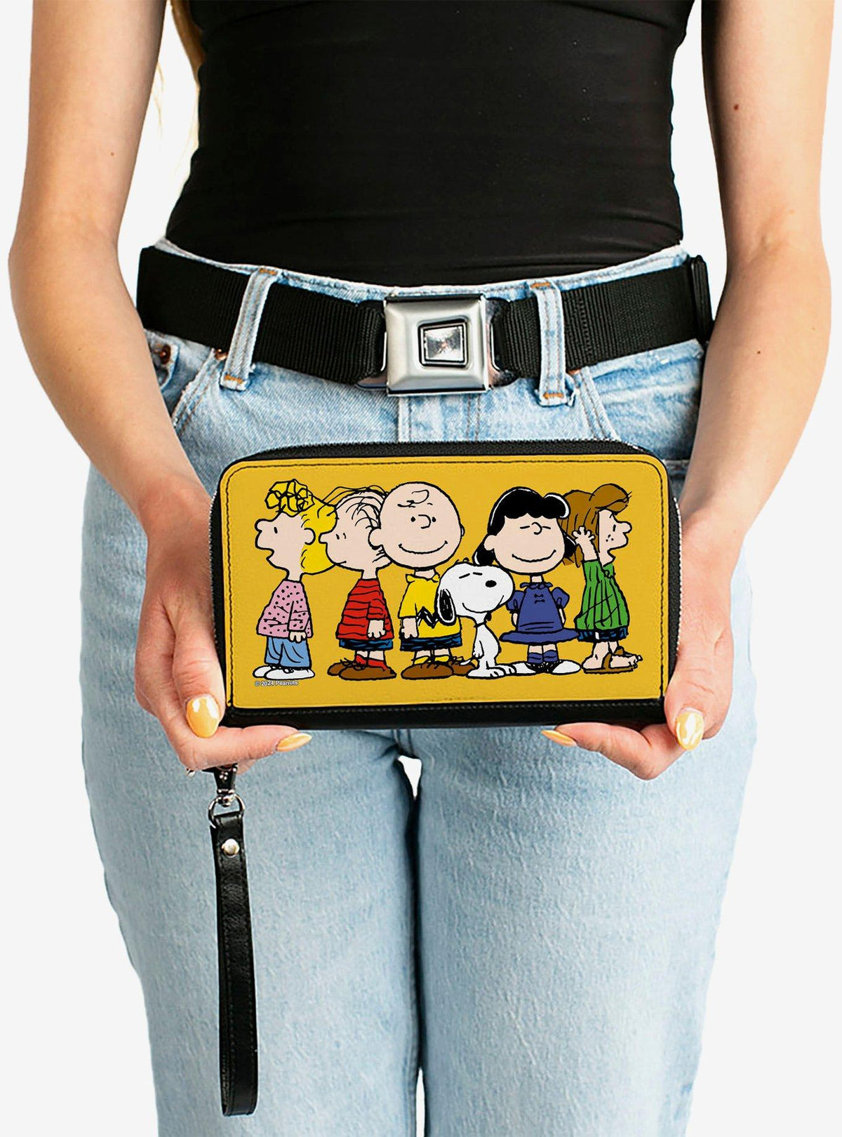 Billetera dorada con cierre Peanuts