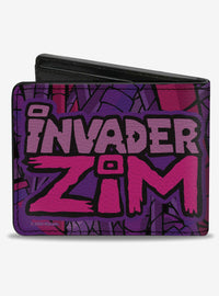 Billetera morada Invader Zim y GIR con diseño Voot Cruiser