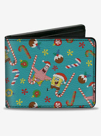 Billetera plegable de Bob Esponja y Patricio, collage festivo