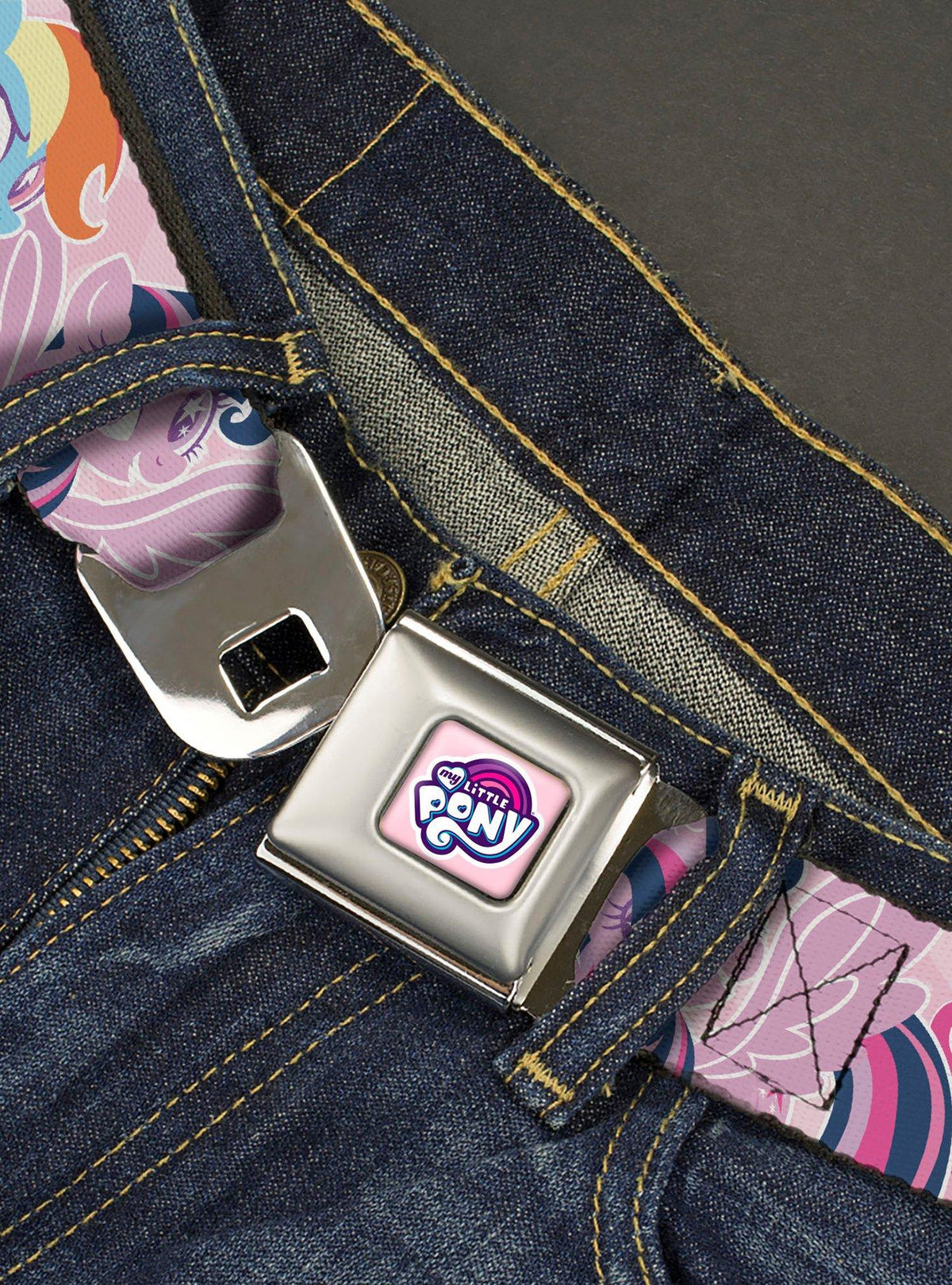 Cinturón rosa My Little Pony con hebilla tipo cinturón de seguridad