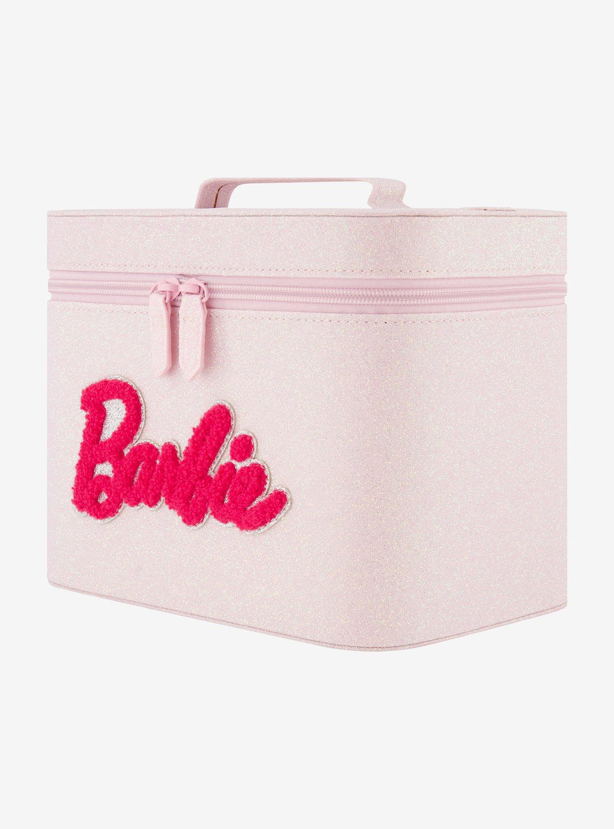 Cosmetiquero Barbie con espejo y exterior rosado con glitter