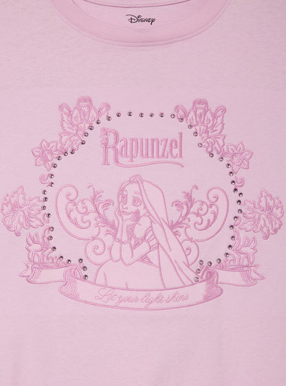 Polera Plus Size Disney Tangled Rapunzel con Strass