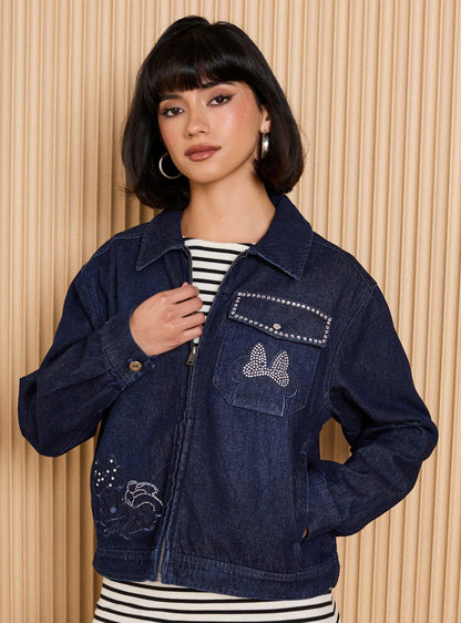 Chaqueta de mezclilla con strass de Minnie Mouse