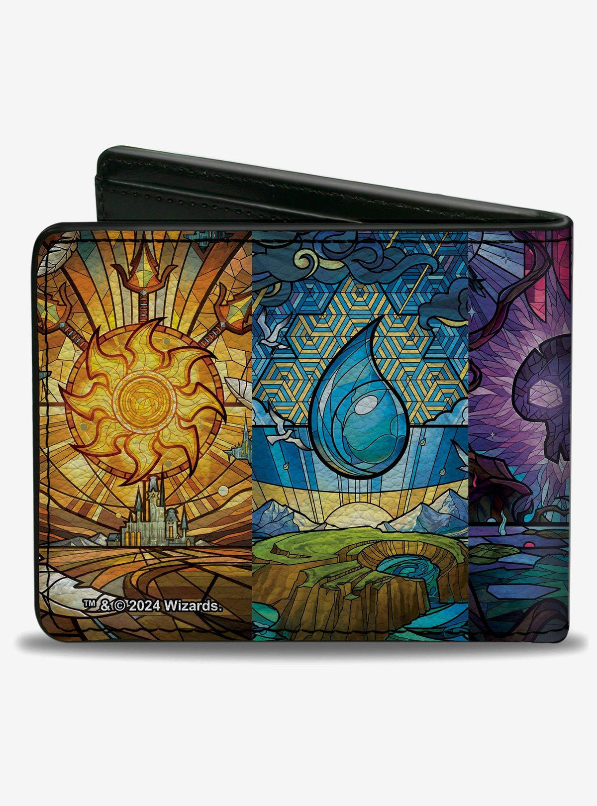 Billetera Magic: The Gathering con símbolos de maná