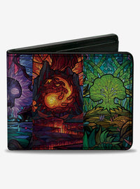 Billetera Magic: The Gathering con símbolos de maná
