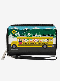 Billetera South Park con personajes en bus escolar
