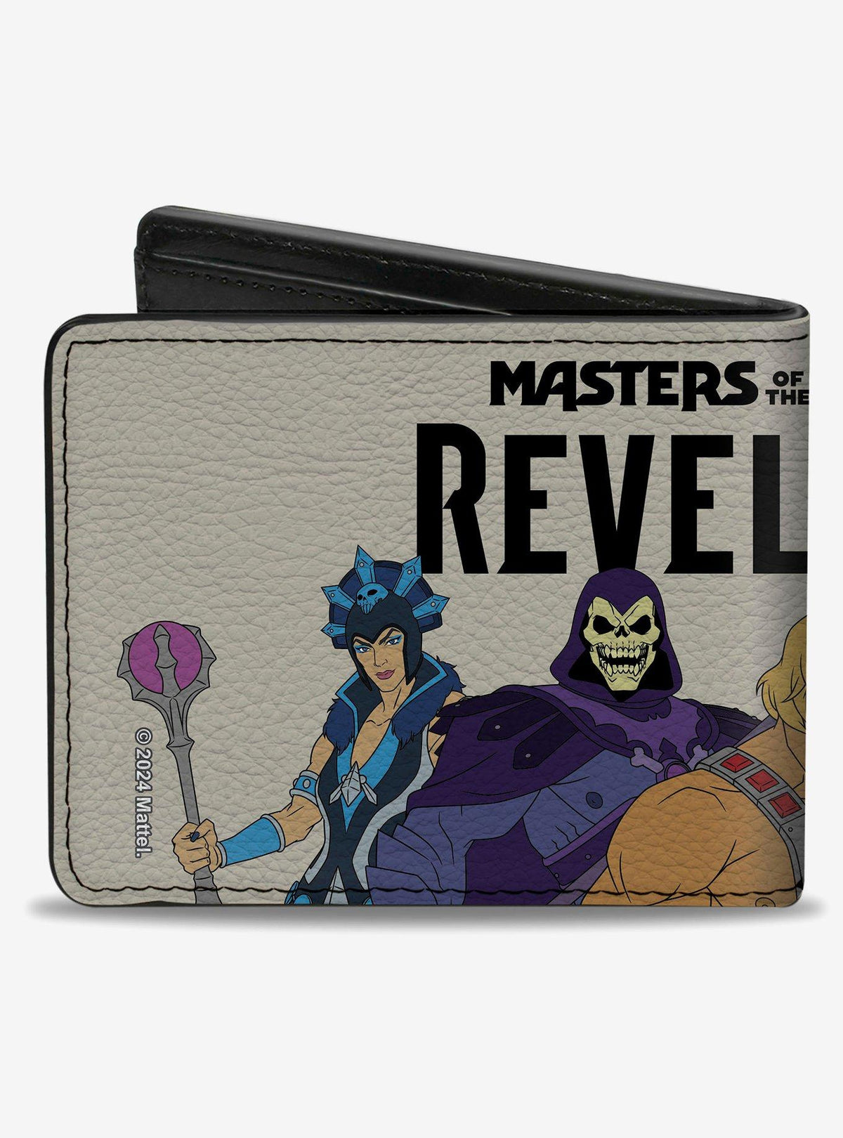 Billetera bifold grupal y logo de Masters of the Universe: Revelation