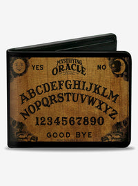 Billetera plegable Ouija con diseño de madera negra