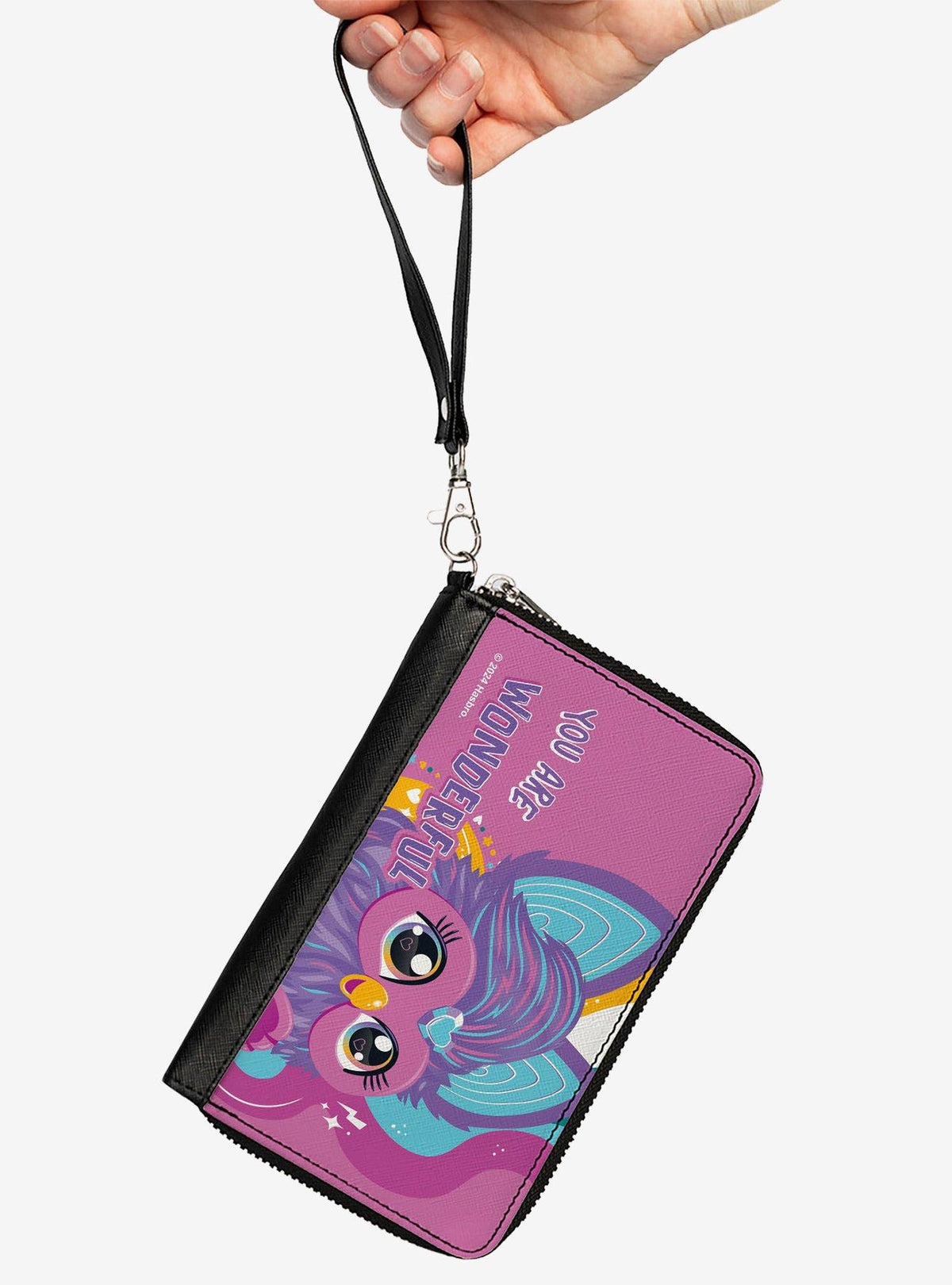 Billetera Furby morada con cierre perimetral