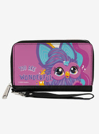 Billetera Furby morada con cierre perimetral