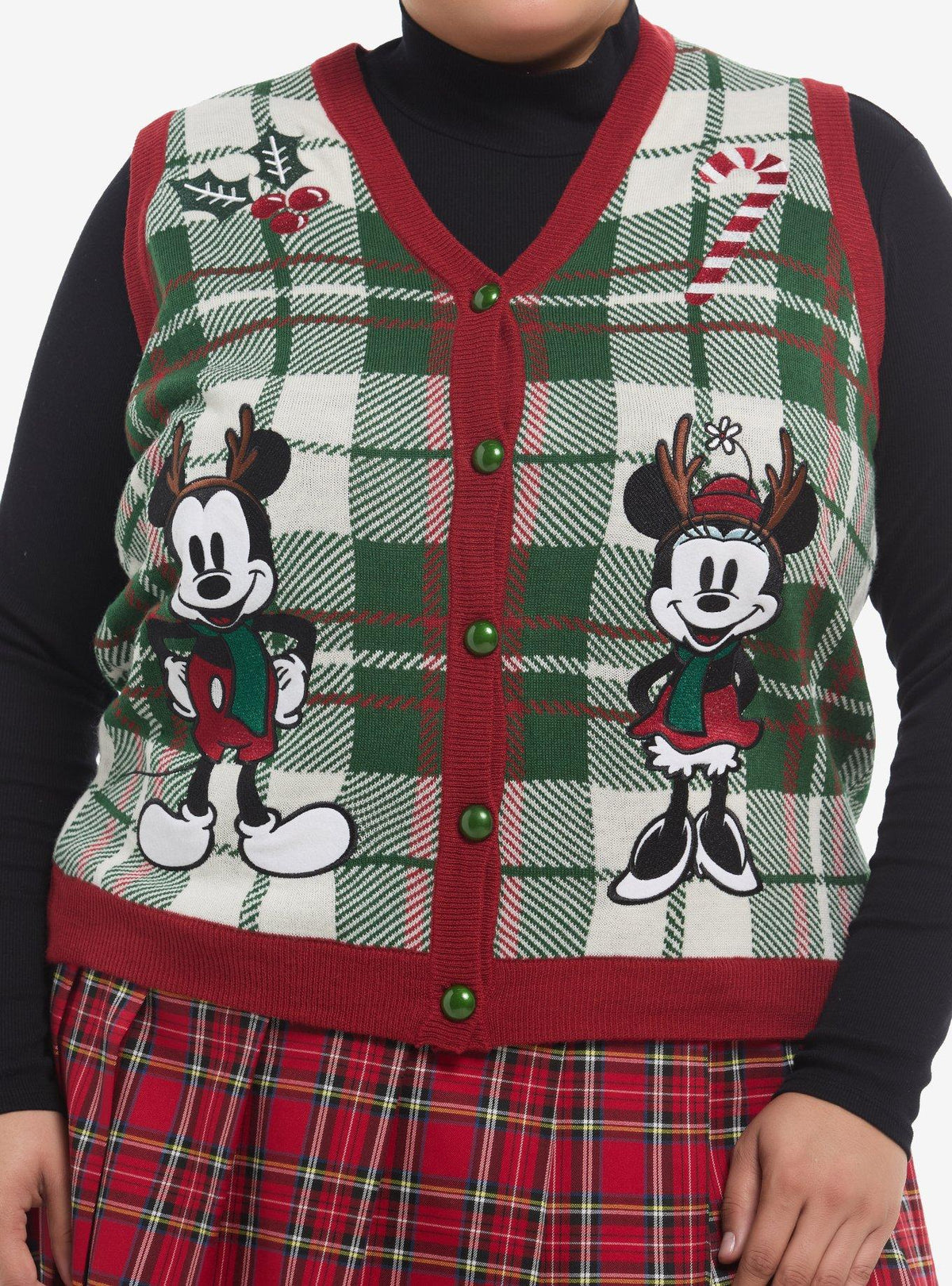 Chaleco navideño Disney de Mickey y Minnie Mouse, talla plus