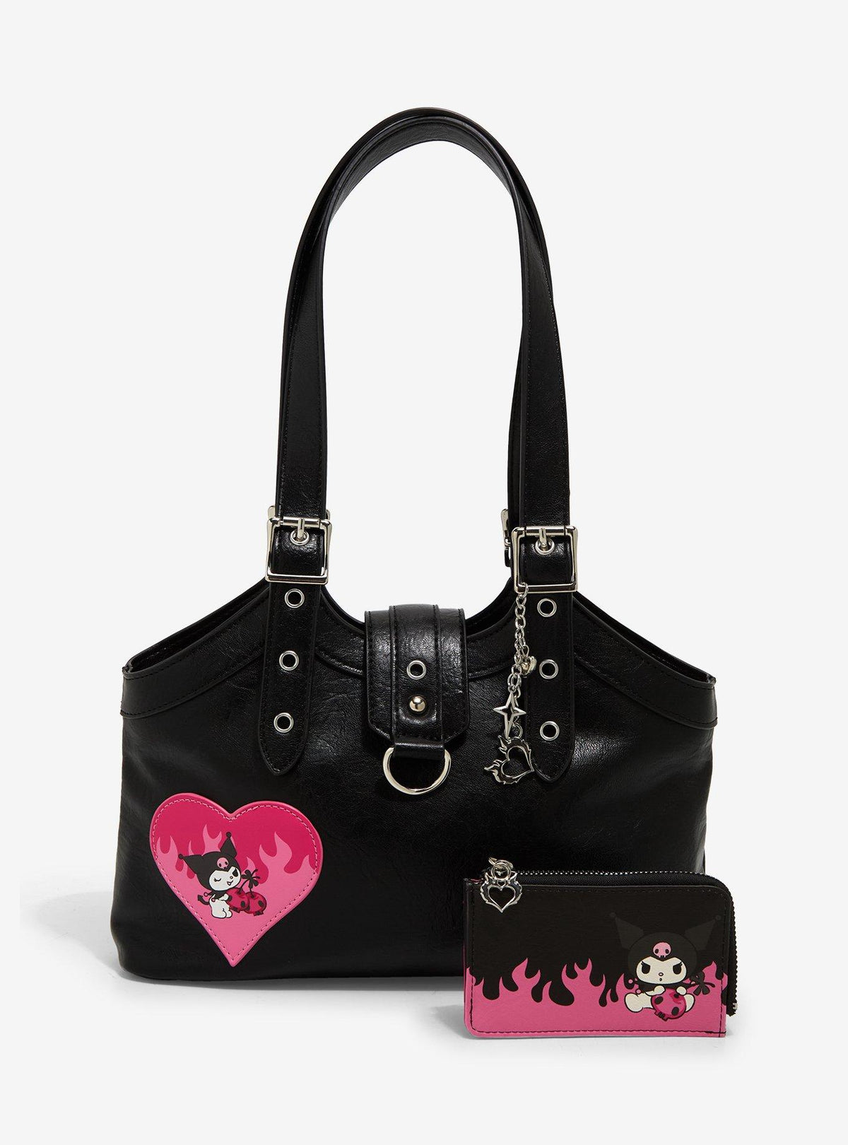 Cartera de hombro Kuromi Corazón en llamas
