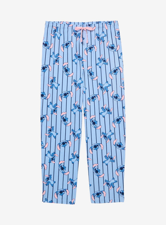 Pantalón de pijama a rayas con estampado integral de Stitch
